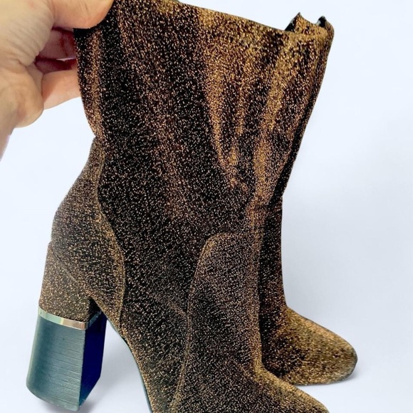 Black and Gold Glittery Healed Boots Design Lab 8 - Picture 1 of 6